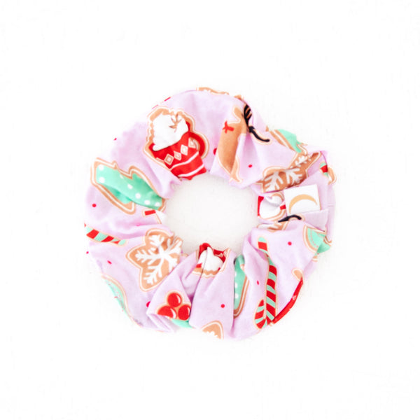 Pink Christmas themed bamboo scrunchie.
