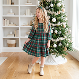 Dasher's Plaid 3/4 Sleeve Tiered Smocked Dress