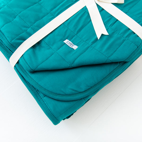 Deep Peacock Quilted Adult Bamboo Blanket - Three Layer EXTRA FILL
