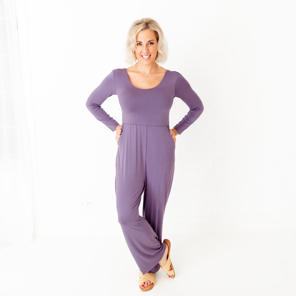 Dewberry blue women's leggy romper by Dreamiere