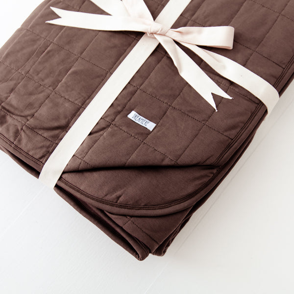 Espresso Quilted Adult Bamboo Blanket - Three Layer