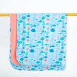 Under The Sea Reversible Blanket - Tidal Blue
