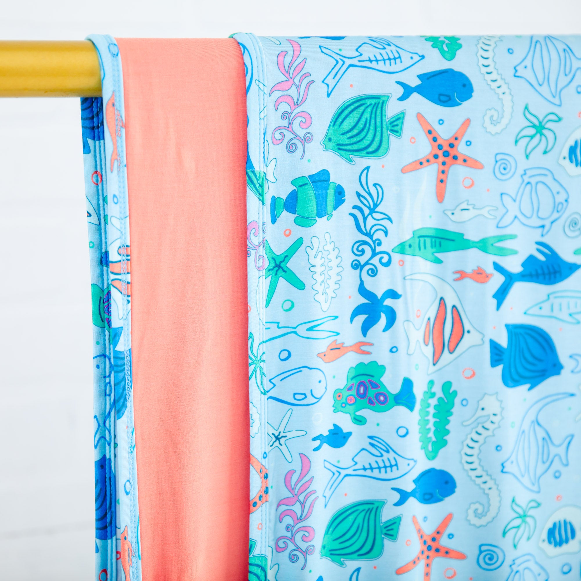 Under The Sea Blue Reversible Baby Blanket | Dreamiere