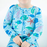 Under The Sea Convertible Footie - Tidal Blue