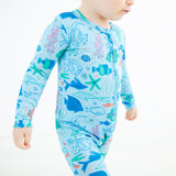 Under The Sea Convertible Footie - Tidal Blue