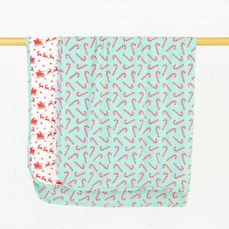 Candy Cane Lane Reversible Blanket - Mint