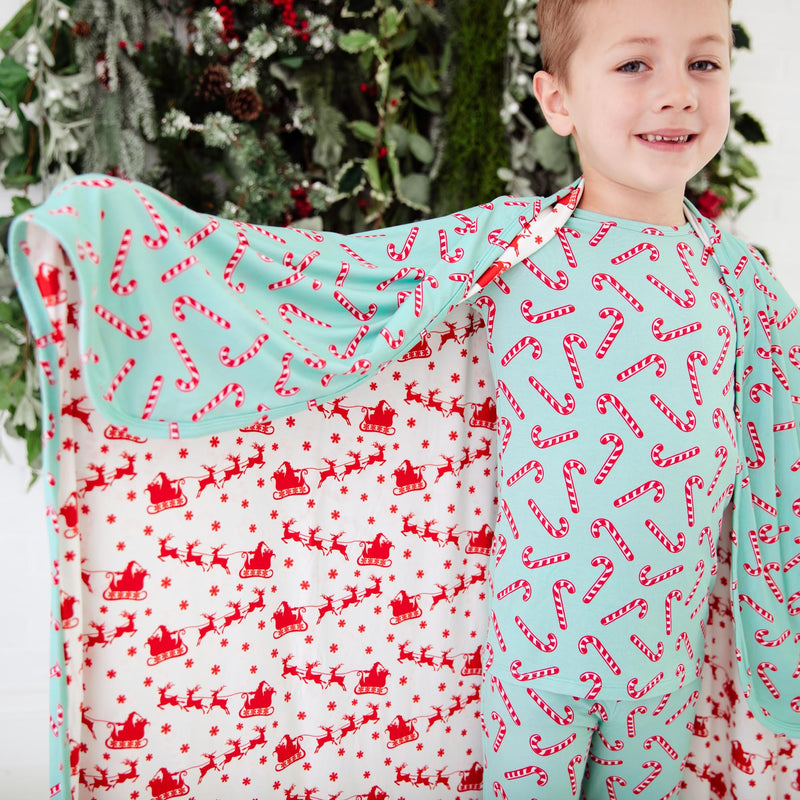 Candy Cane Lane Reversible Blanket - Mint