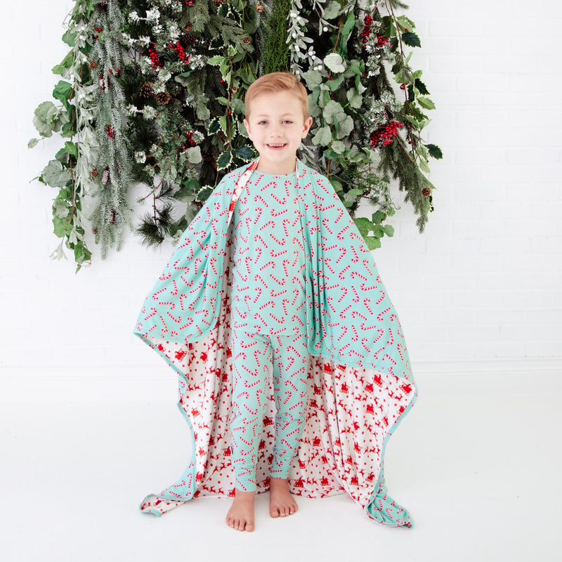 Candy Cane Lane Reversible Blanket - Mint