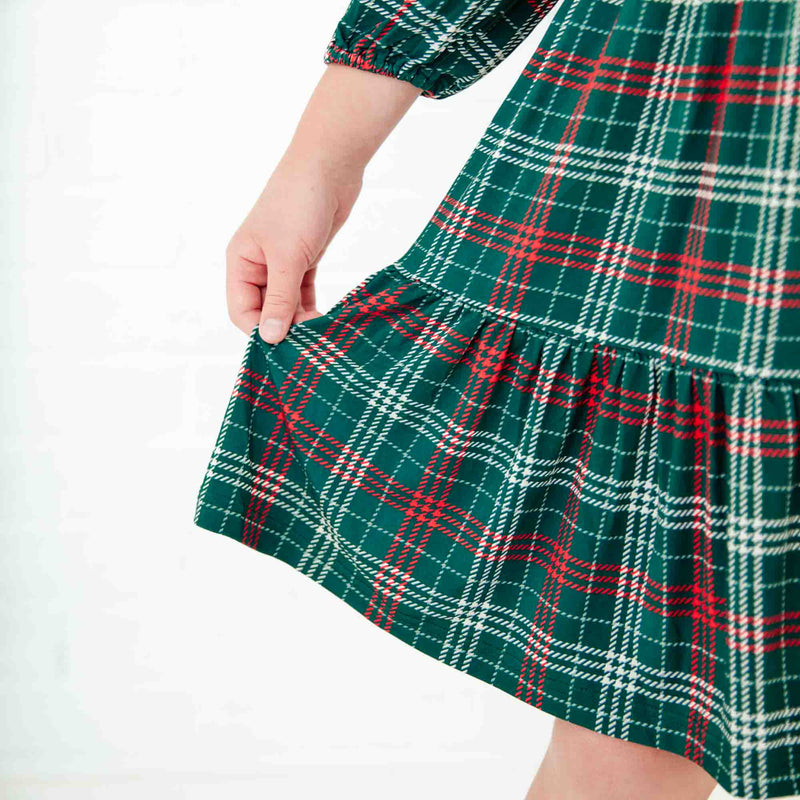 Close-up of tired layers on a holiday dress. 