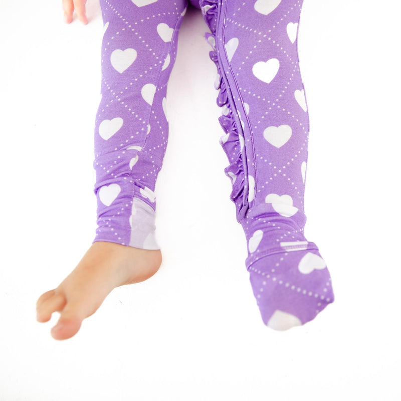 Heart To Get Ruffle Convertible Footie - Purple