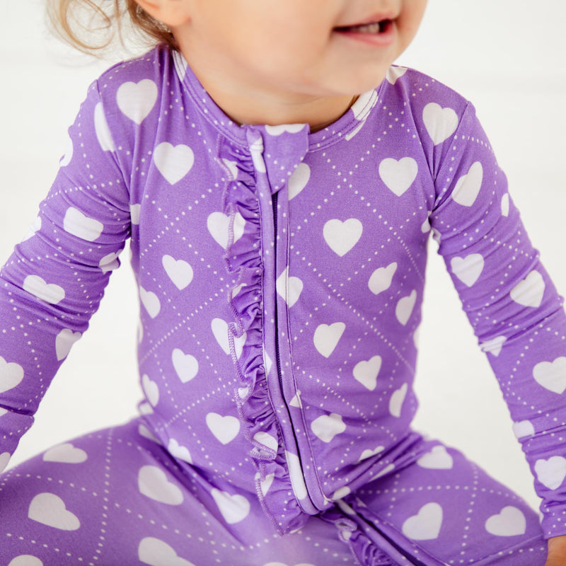 Heart To Get Ruffle Convertible Footie - Purple