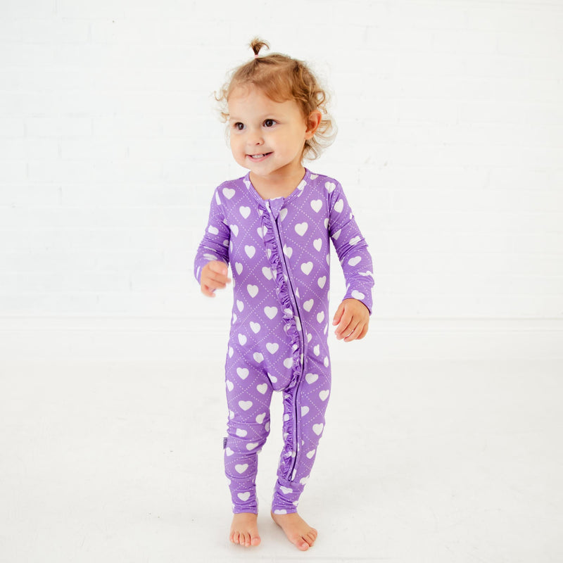 Heart To Get Ruffle Convertible Footie - Purple