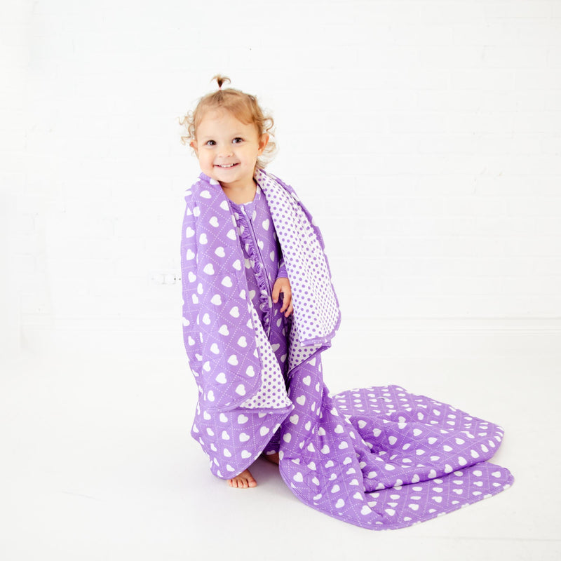 Heart To Get Quilted Children's Bamboo Blanket - Purple