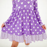 Heart To Get Bow Back Dress and Shorts Set - Purple