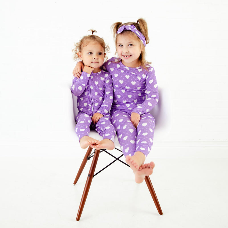 Heart To Get Two Piece Pajamas Set - Purple