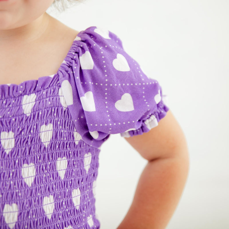 Heart To Get Smocked Romper - Purple