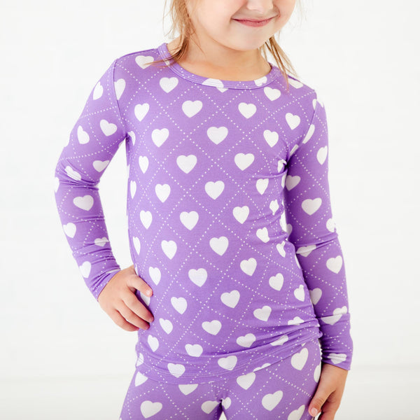 Heart To Get Two Piece Pajamas Set - Purple