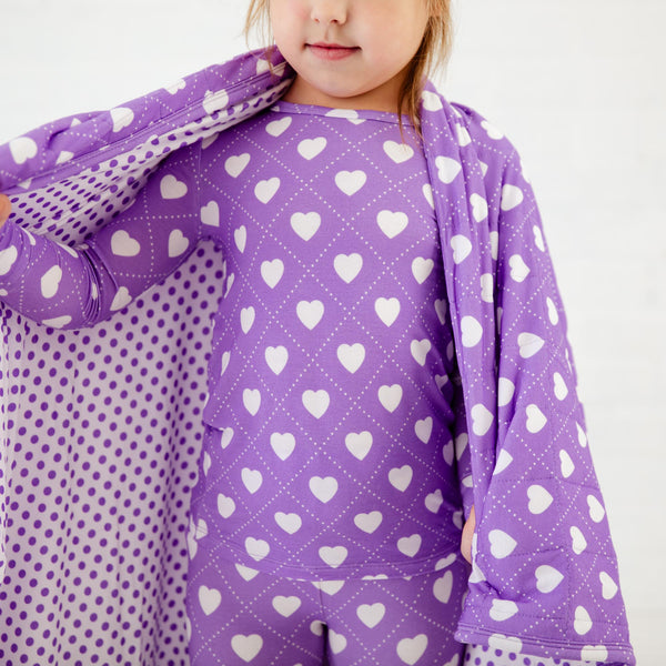 Heart To Get Quilted Children's Bamboo Blanket - Purple