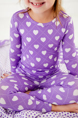 Heart To Get Two Piece Pajamas Set - Purple