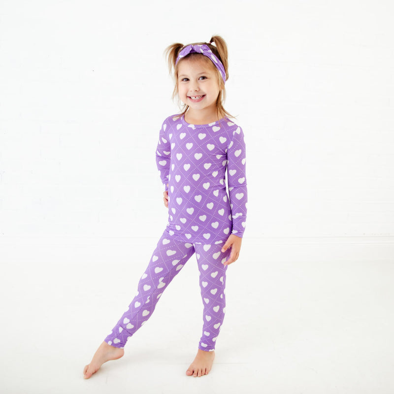 Heart To Get Two Piece Pajamas Set - Purple