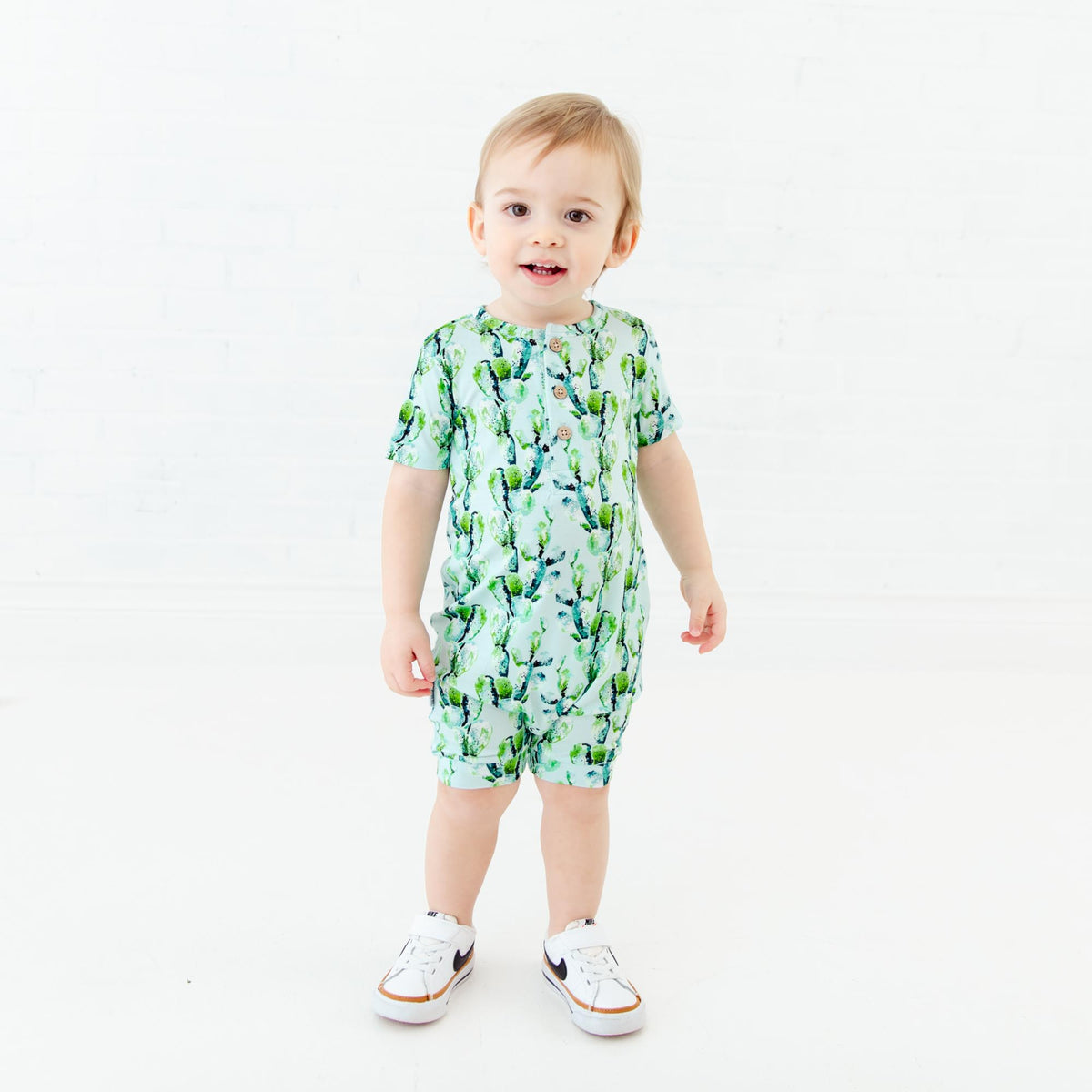 Baby shortie romper with cactus print from Dreamiere