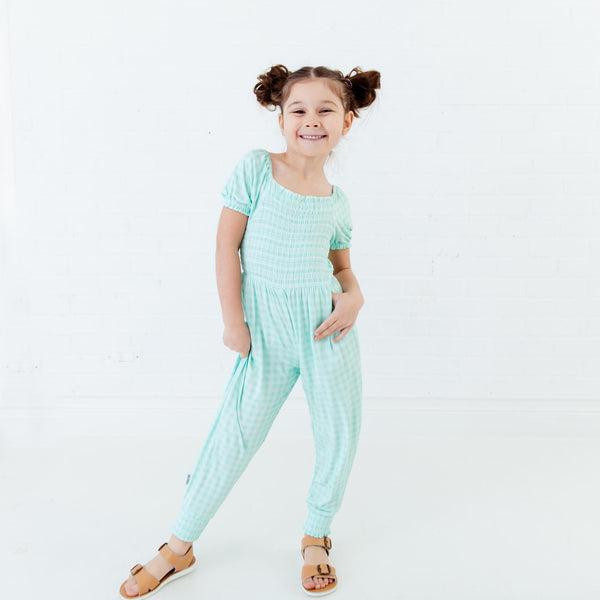 Mint Gingham Smocked Romper - DROPS MARCH 8TH