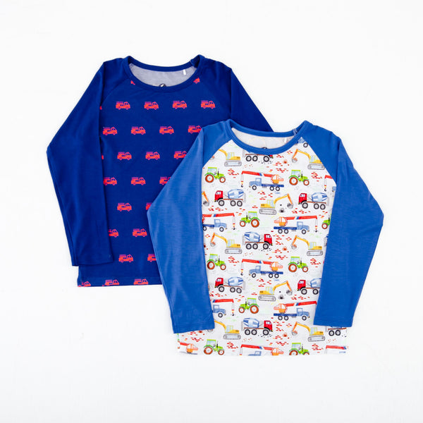 Long Sleeve Raglan Shirt Set: Vehicles Duo