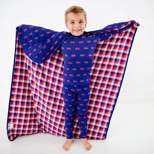 Hometown Heroes Quilted Children's Bamboo Blanket - Navy