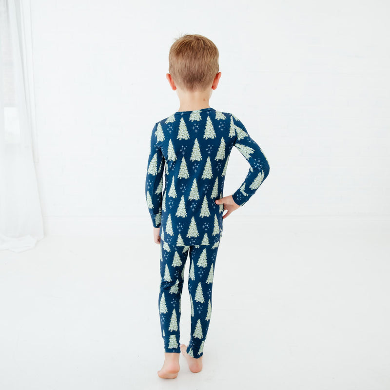 All Spruced Up Two Piece Pajamas Set - Navy