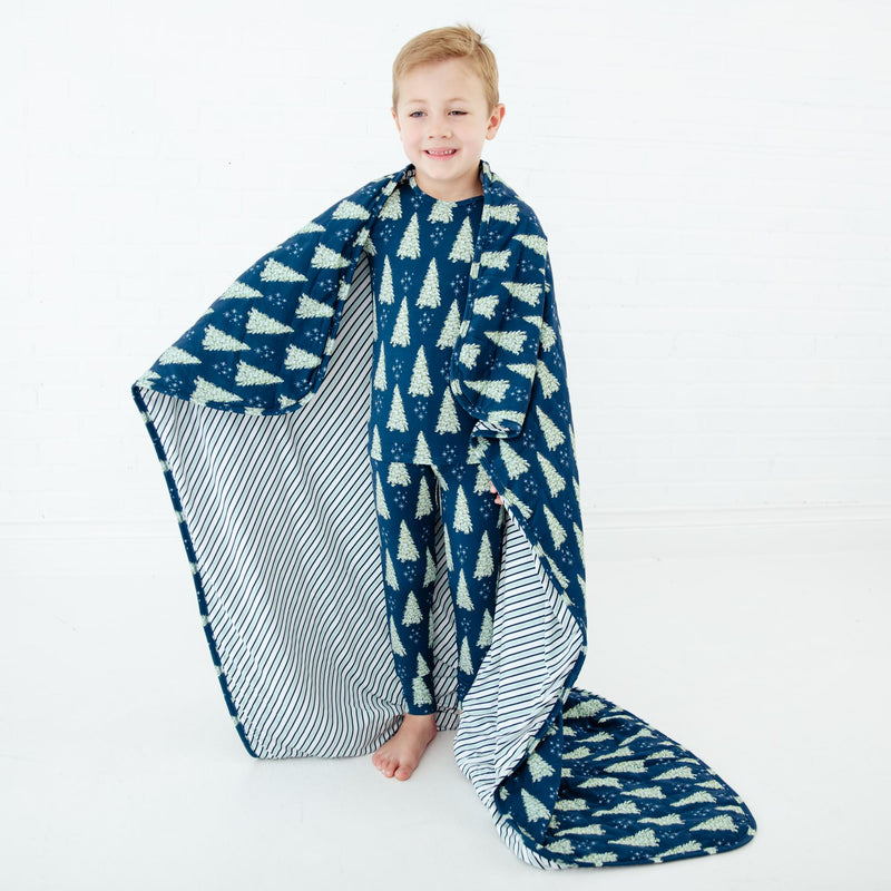 All Spruced Up Quilted Children's Bamboo Blanket - Navy