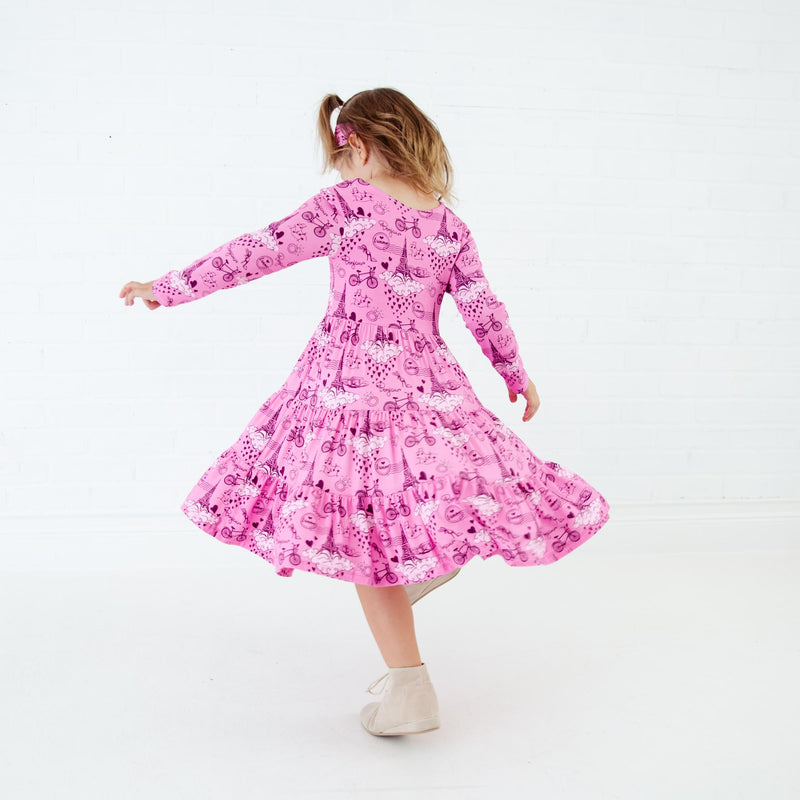 pink long sleeve swing dress This Is It Pink Swing Dress, Small - The Mint Julep Boutique