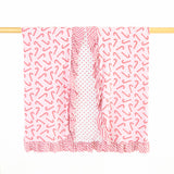 Candy Cane Lane Ruffle Reversible Blanket - Pink