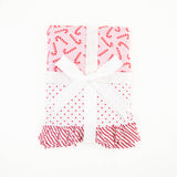 Candy Cane Lane Ruffle Reversible Blanket - Pink