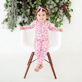 Candy Cane Lane Ruffle Convertible Footie - Pink