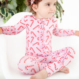 Candy Cane Lane Ruffle Convertible Footie - Pink