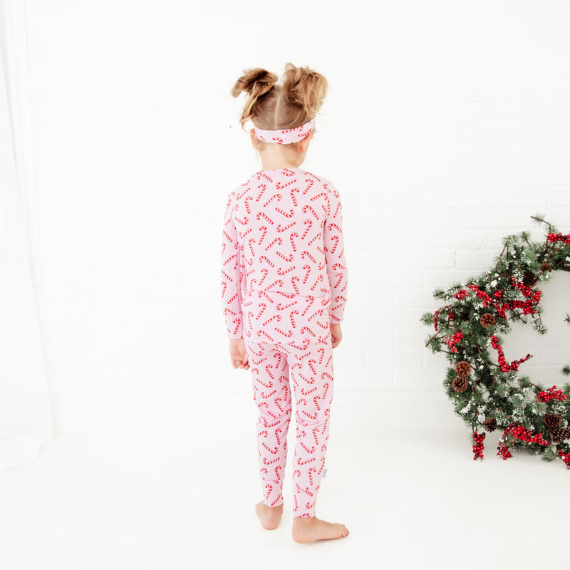 Candy Cane Lane Two Piece Pajamas Set - Pink