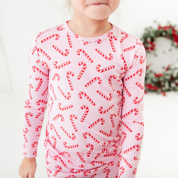 Candy Cane Lane Two Piece Pajamas Set - Pink