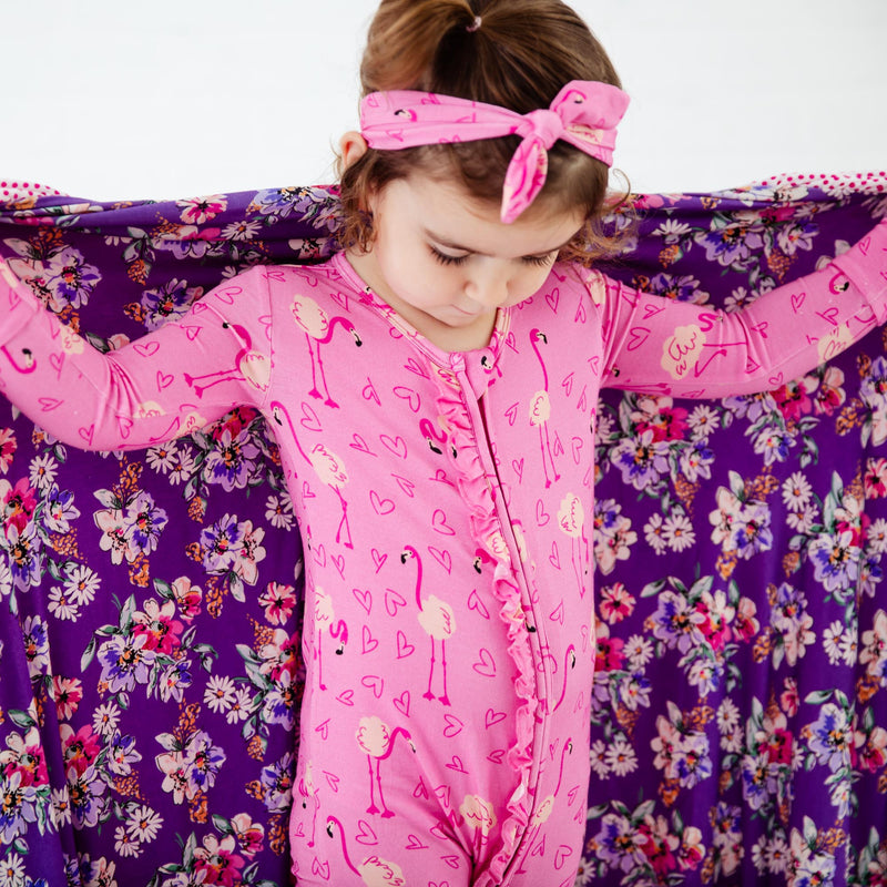 Let's Flamingle Ruffle Reversible Blanket