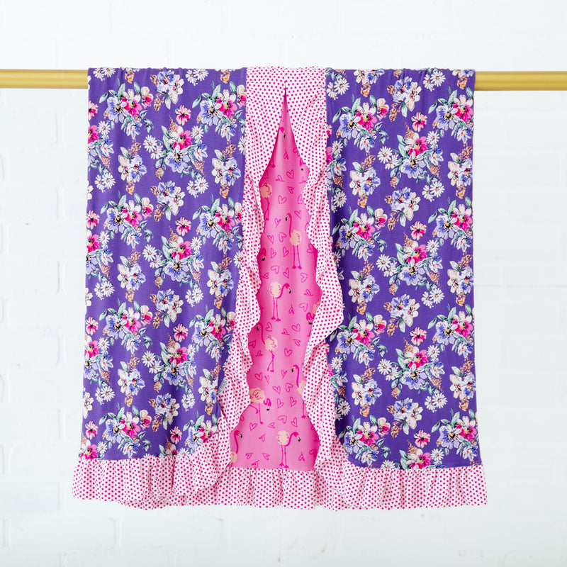 Let's Flamingle Ruffle Reversible Blanket