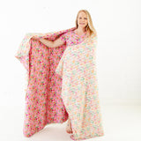 Flower Child Quilted Adult Bamboo Blanket - Two Layer - Pink