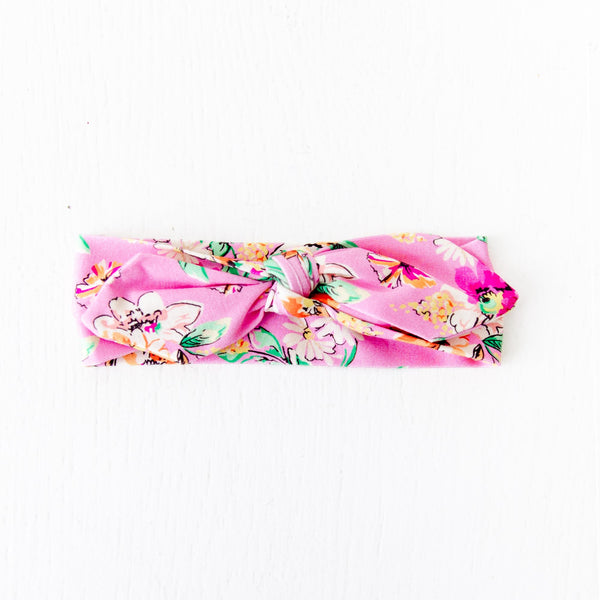 Flower Child Topknot Headband - Pink