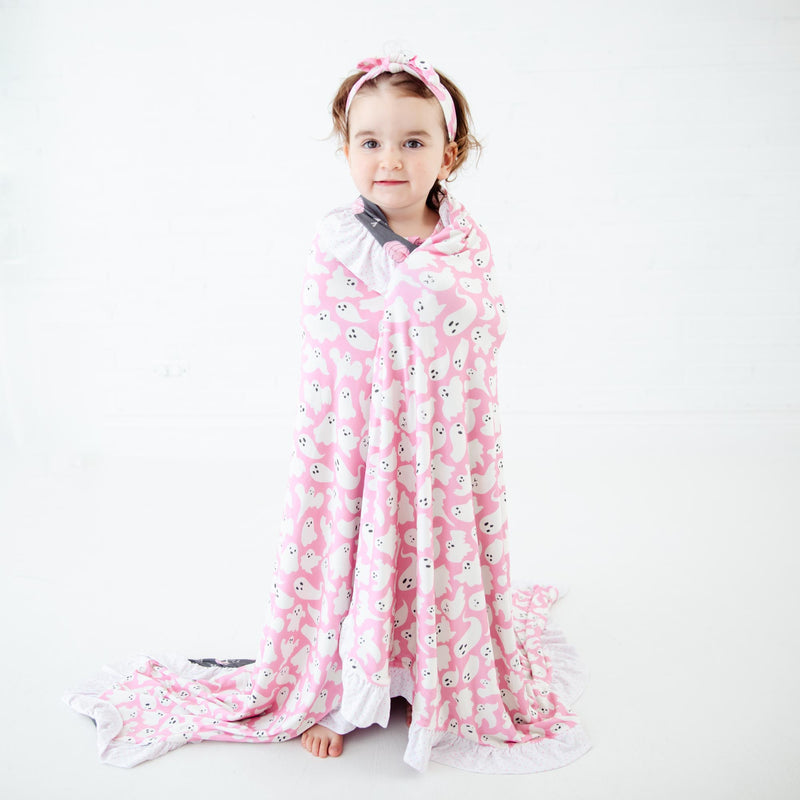 Paranormal Naptivity Ruffle Reversible Blanket - Pink