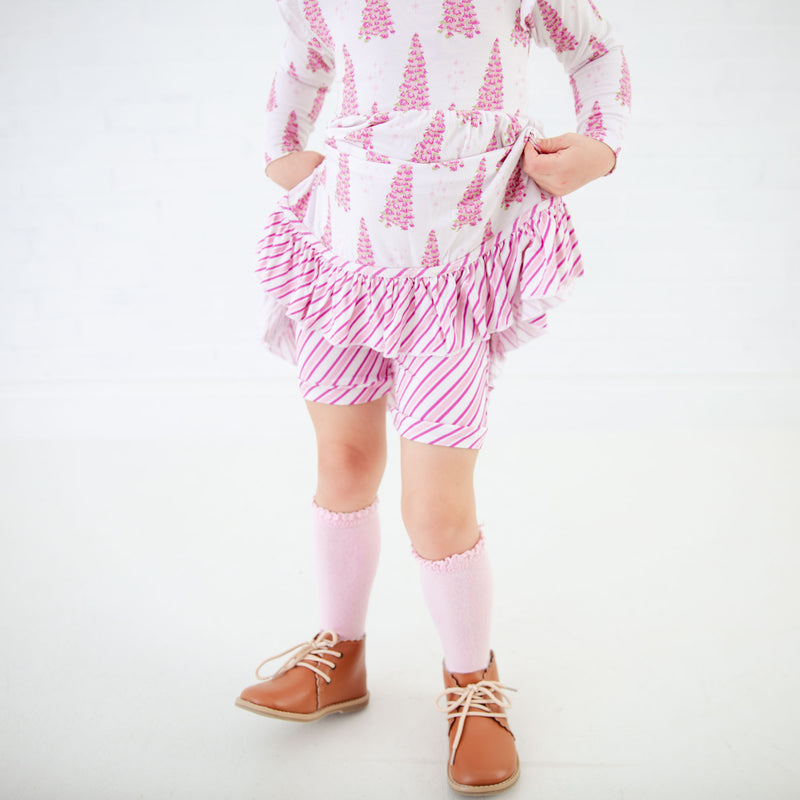 All Spruced Up Ruffle Pocket Twirler and Shorts Set - Pink