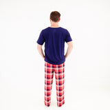 Man wearing Holiday bamboo pajamas. 