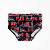 Boys underwear with holiday train print. 