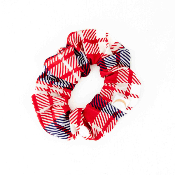 Red plaid holiday scrunchie. 