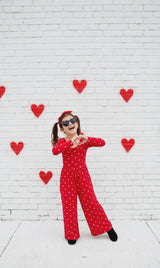 Capturing Hearts Red Heart Leggy Romper