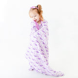 Land Before Bedtime Quilted Children's Bamboo Blanket - Prehistoric Purple