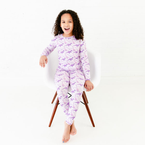 Purple/Pink Dinos Two Piece Pajamas Set - DROPS APRIL 3RD