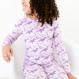 Land Before Bedtime Two Piece Pajamas Set - Prehistoric Purple